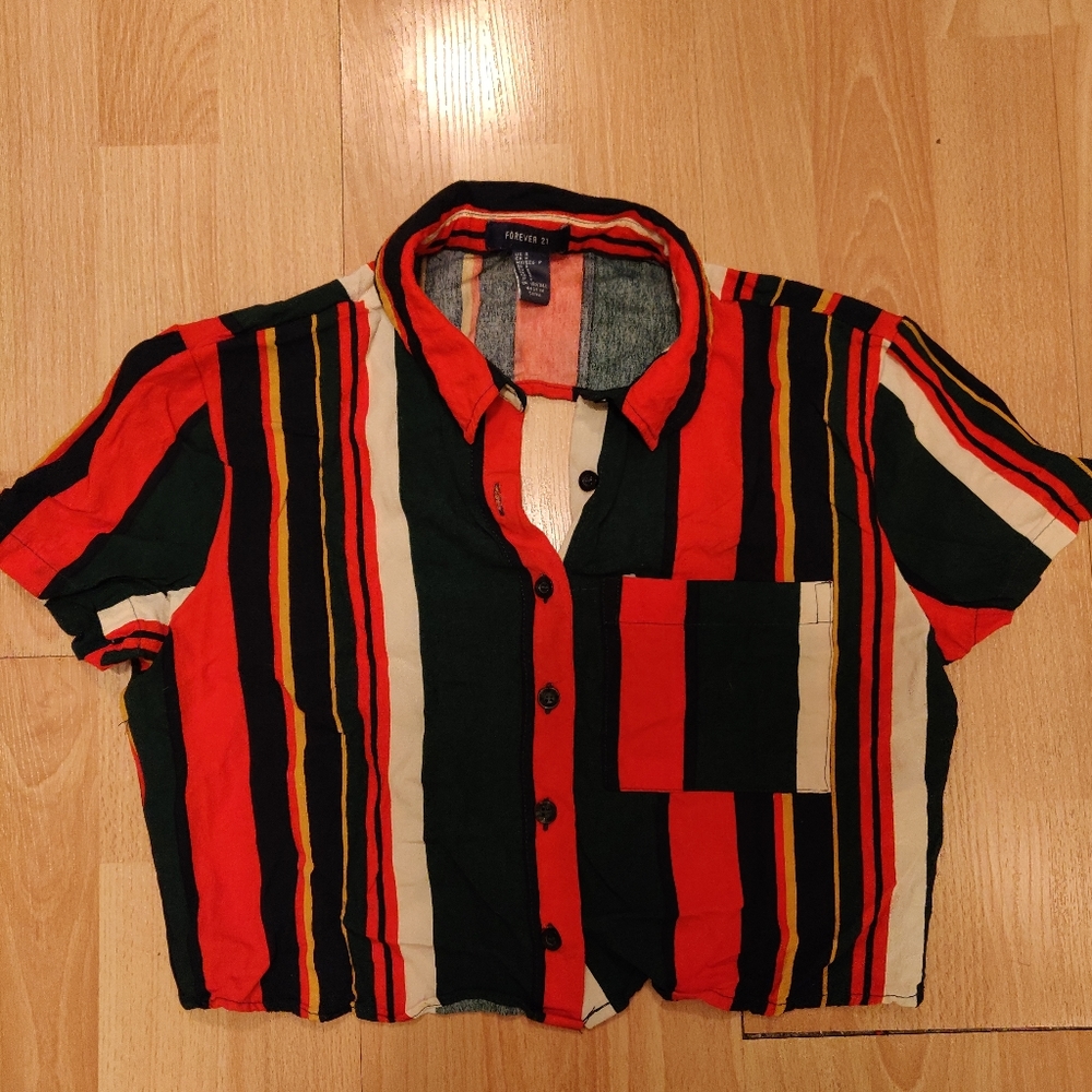 Colorful and Cute Striped Open Back Crop Top